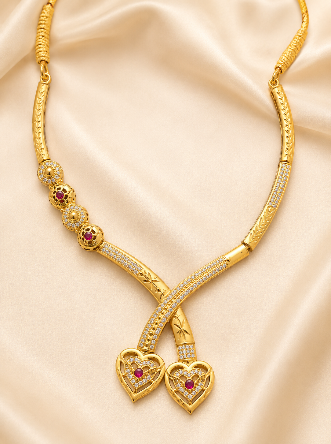 Ruby Heart Gold-Finish Necklace Set - Image 3