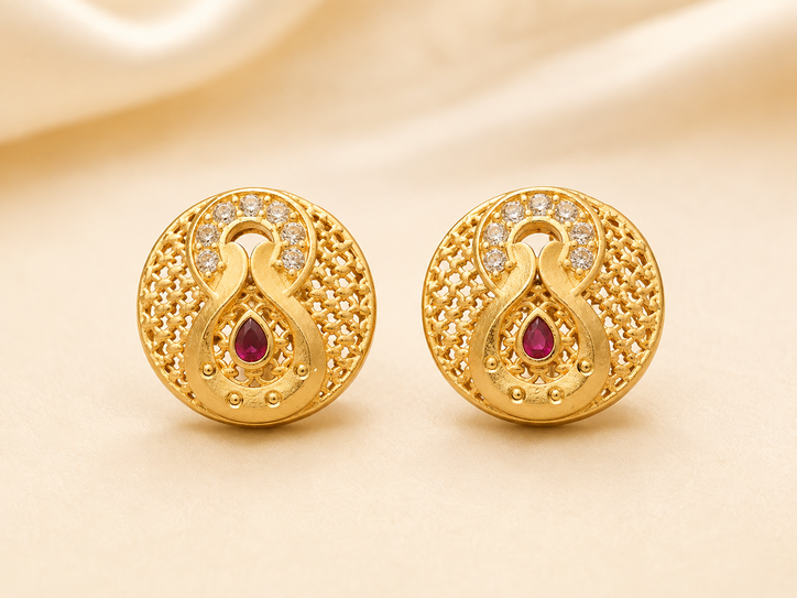 Ruby Paisley Gold-Plated Necklace Set - Image 4