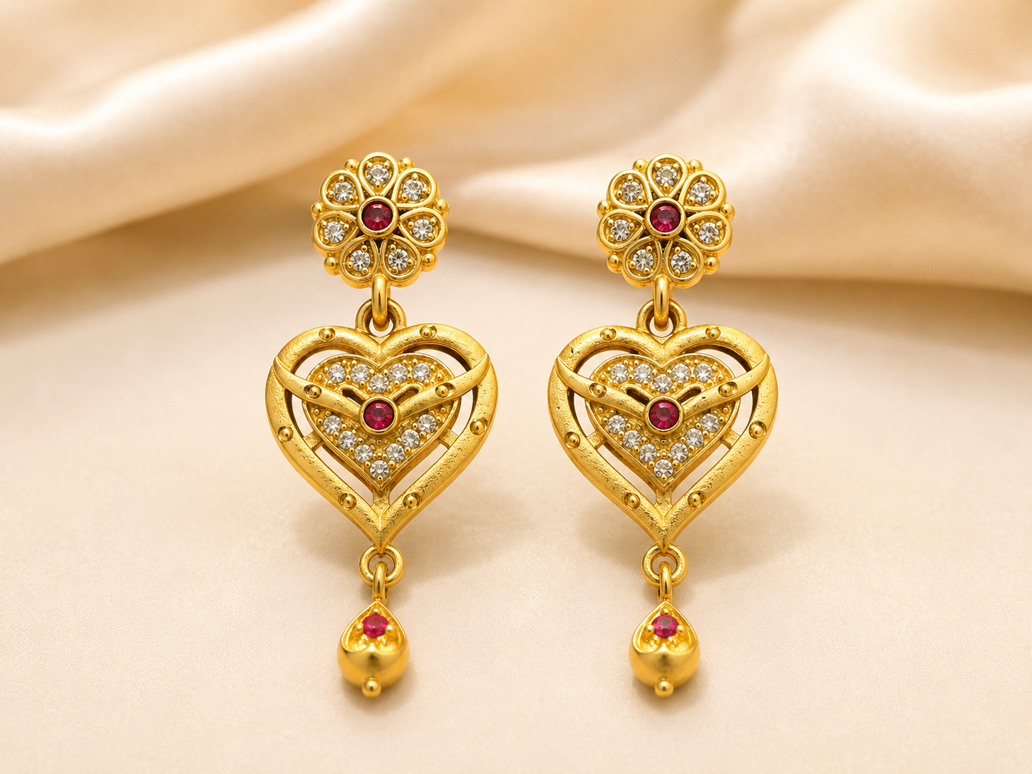 Ruby Heart Gold-Finish Necklace Set - Image 4