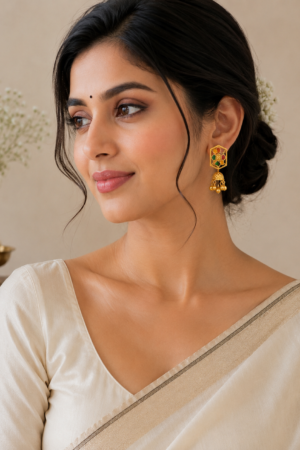 Rangrez Shahi Geometric Gold Drop Earrings