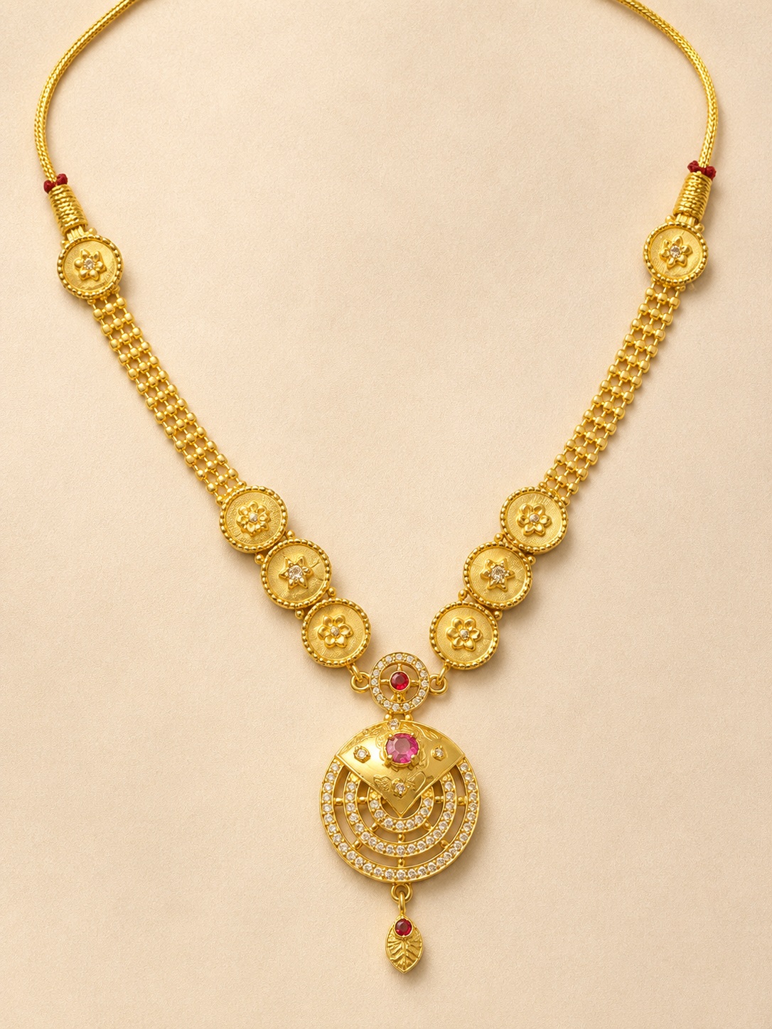 Royal Ruby Radiance Gold Necklace Set 4 Items - Image 3