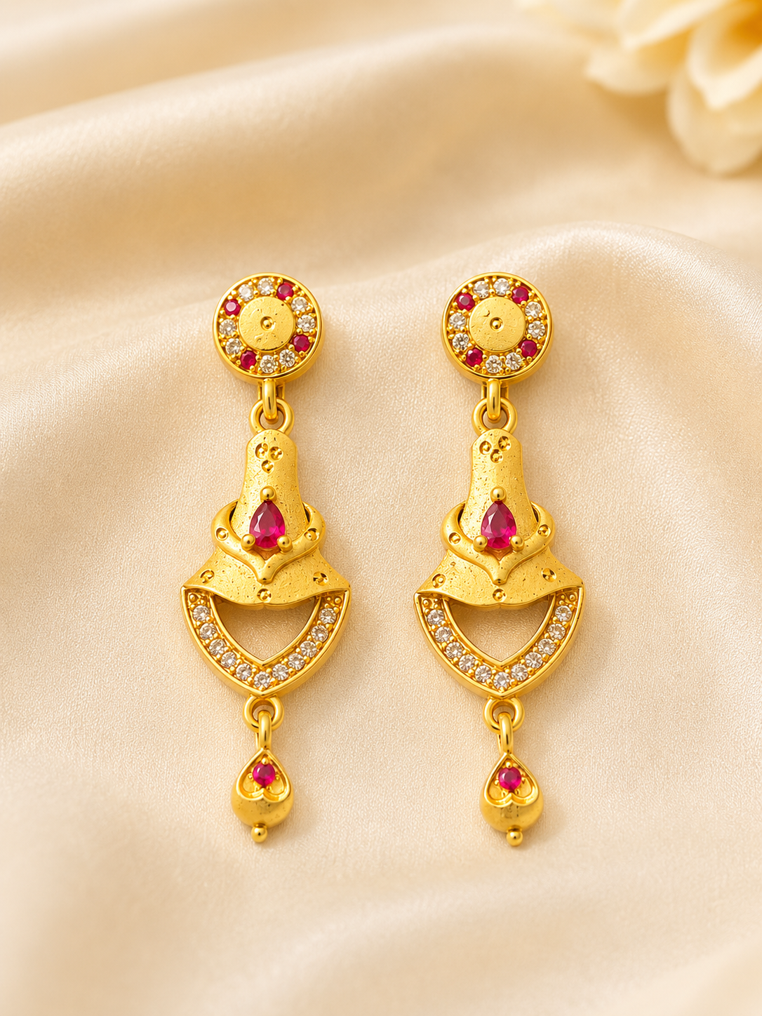Royal Ruby Gold Necklace & Earrings Set