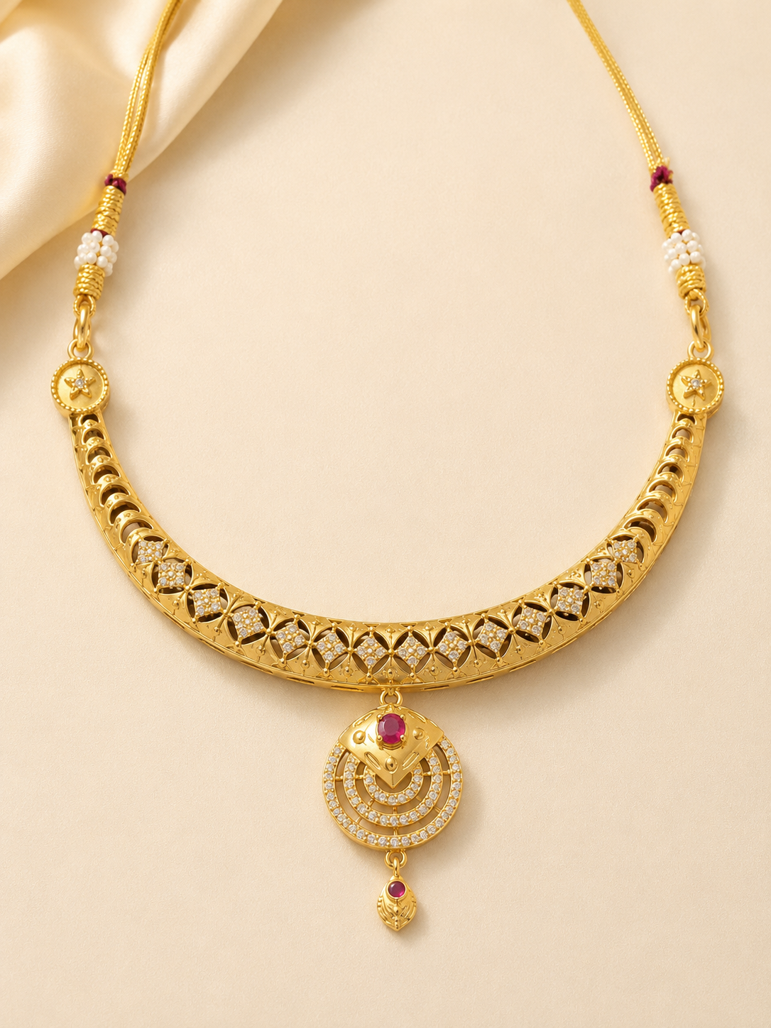 Royal Ruby Radiance Gold Necklace Set 4 Items - Image 2
