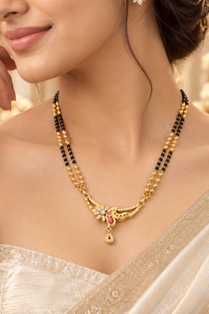 Designer Double Layer Black Beaded Mangalsutra