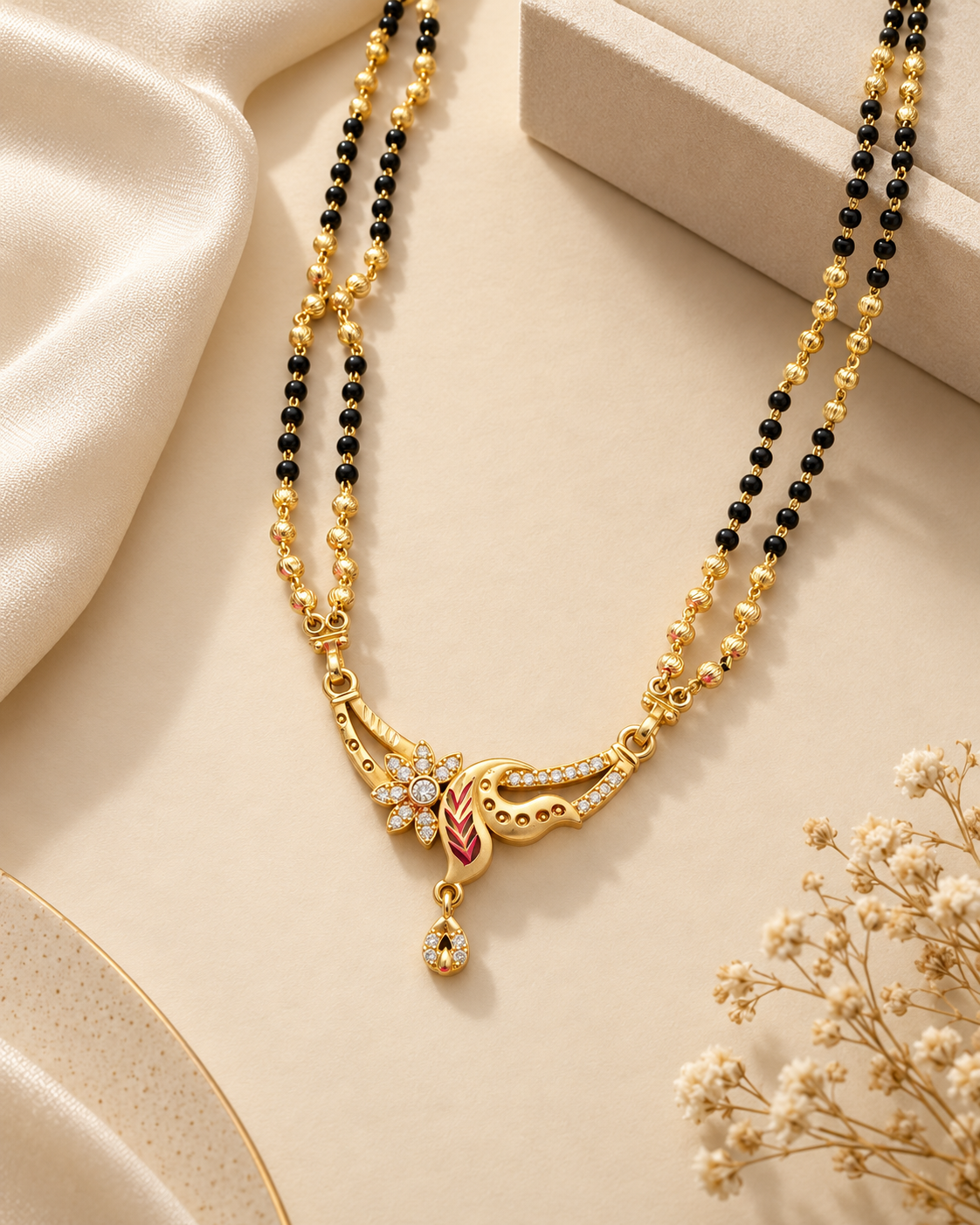 Designer Double Layer Black Beaded Mangalsutra