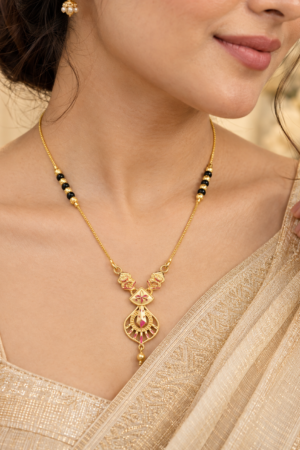 Designer Gold Black Beaded Mangalsutra