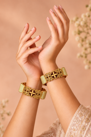 Floral Gold-Tone Designer Bangles – Set of 2