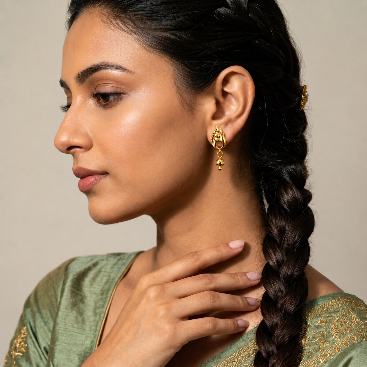 Elegant Gold-Tone Flame Design Drop Earrings for Women