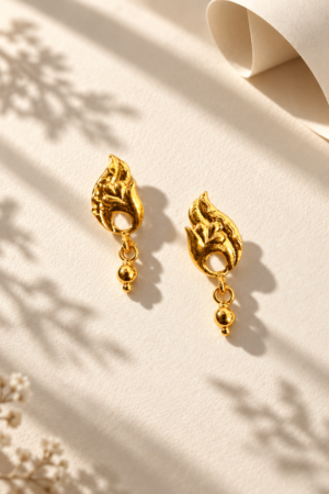 Elegant Gold-Tone Flame Design Drop Earrings for Women