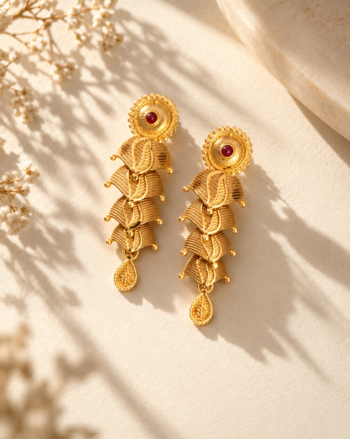 Gold-Tone Leaf Drop Earrings