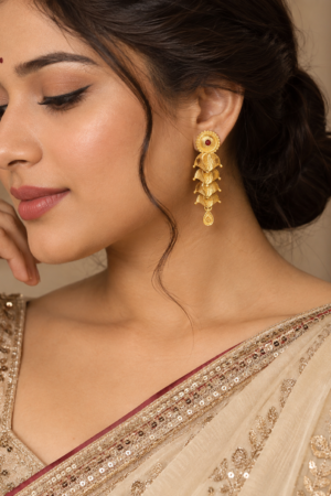 Gold-Tone Leaf Drop Earrings