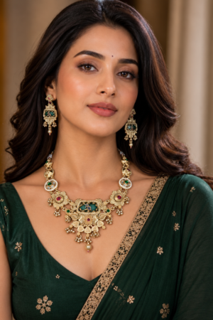Royal Peacock Heritage Necklace Set with Earrings