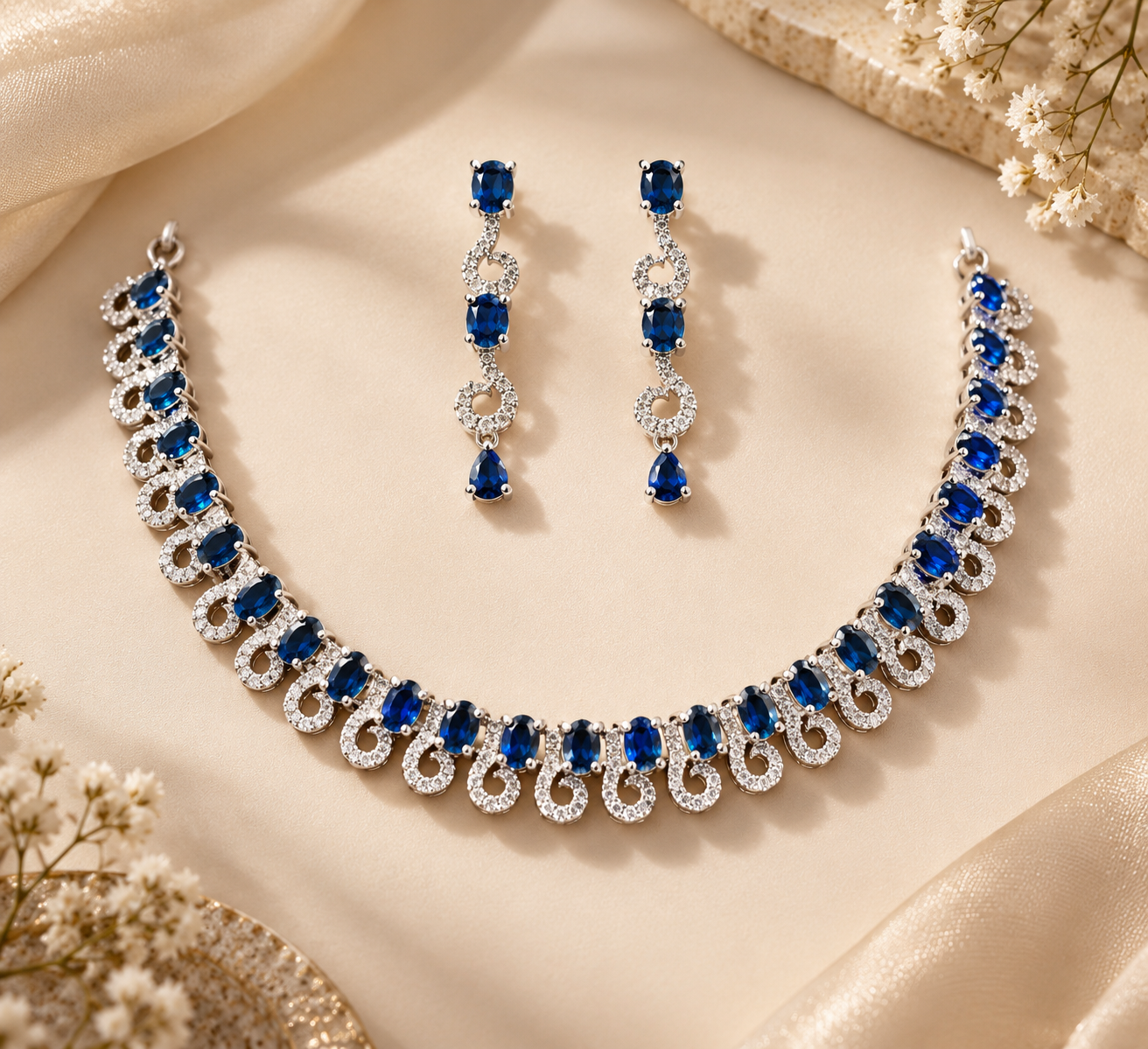 Royal Blue Sapphire Crystal Drop Earrings