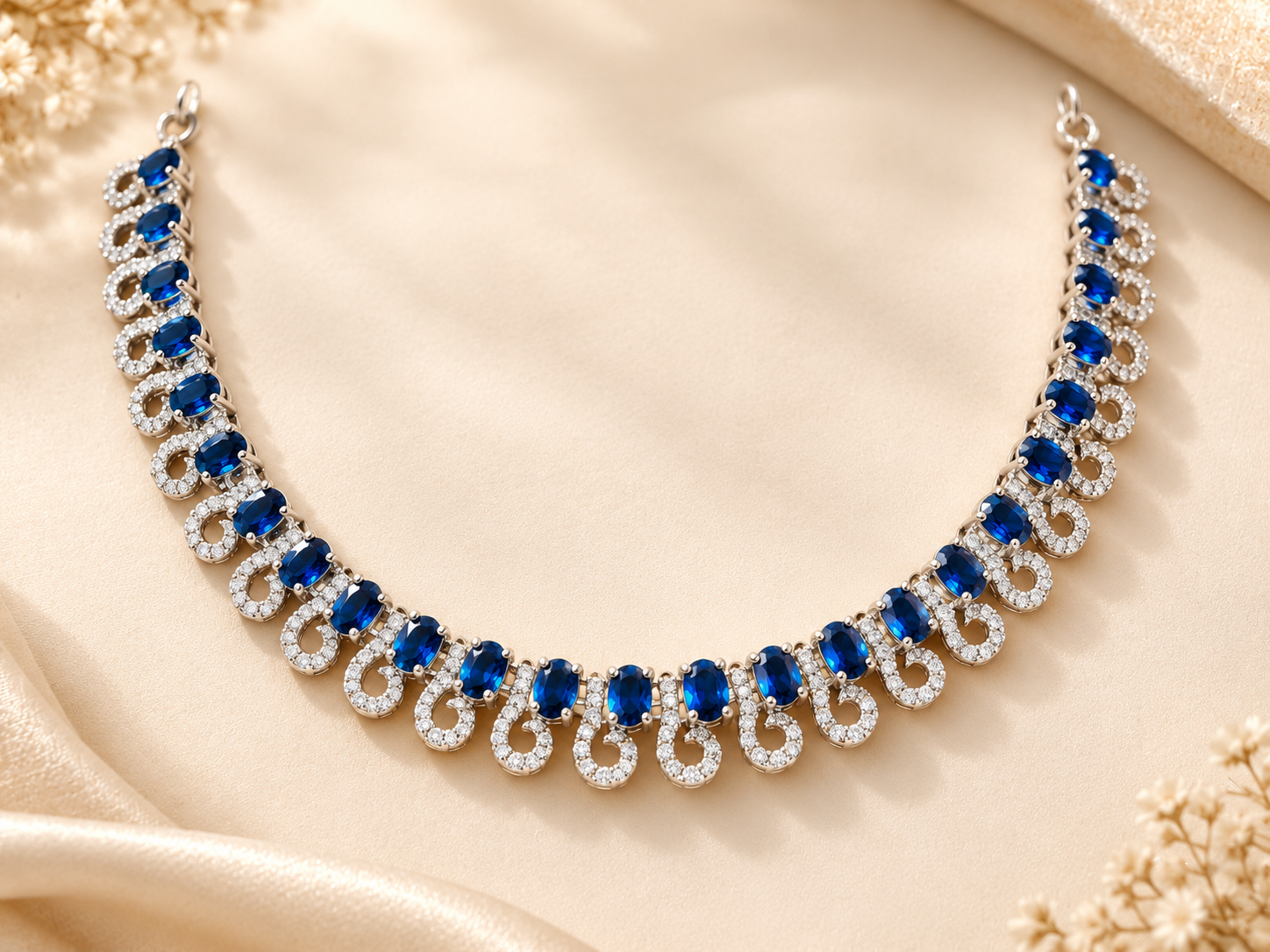 Royal Blue Sapphire Crystal Drop Earrings - Image 4