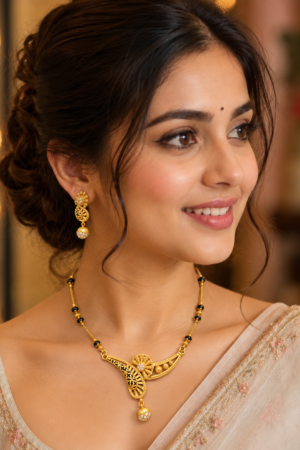 Aarohi Classic Black Bead Jewellery Set