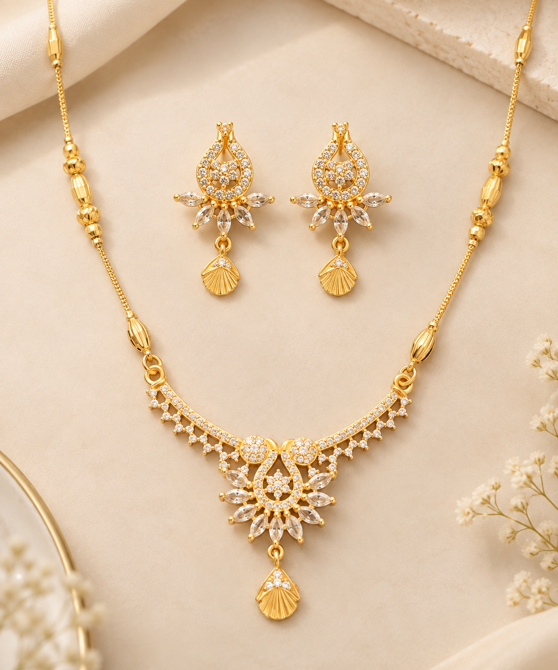 Aarohi Teardrop Radiance Necklace Set