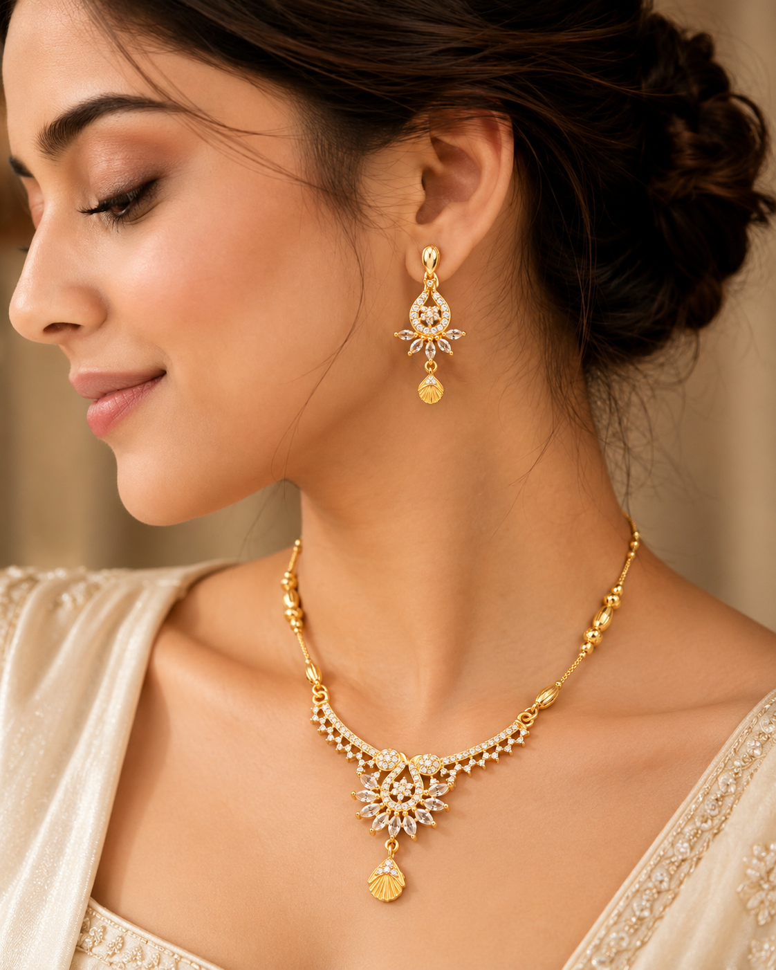 Aarohi Teardrop Radiance Necklace Set