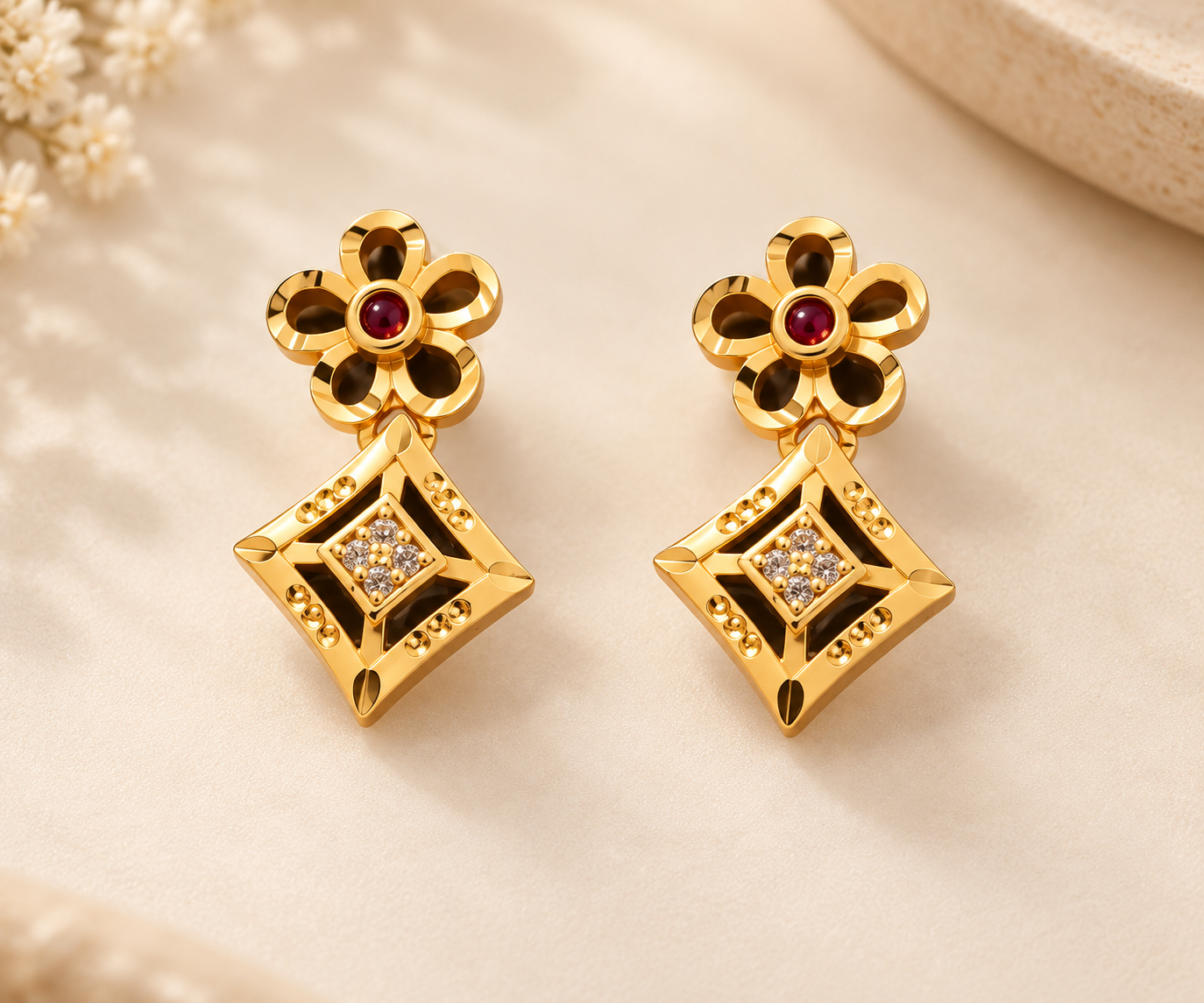 Gold Plated Floral Necklace & Earrings Set - Image 4